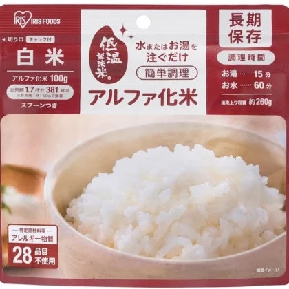 【防災食　備蓄】【1ケース50食】 α化米 白米 100g　アイリスオーヤマ